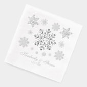 Winter Wedding Zilveren Folie Sneeuwvlok Servetten (Links)