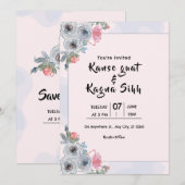 Winter Weddinr Uitnodiging Kaart Kleur Vectorontwe (Voorkant / Achterkant)