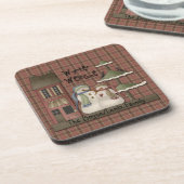 Winter Welcome Primitive Snowmen Cork Onderzetter (Linkerzijde)