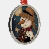 Winter Welkom Sneeuwman Folk Art Ornament (Rechts)