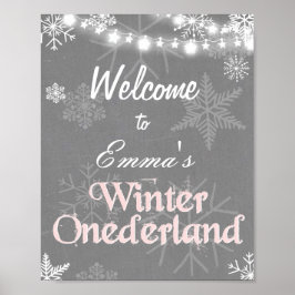 Winter Welkomstteken Onederland verjaardag Girl Pi Poster