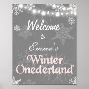 Winter Welkomstteken Onederland verjaardag Girl Pi Poster