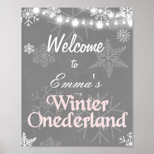 Winter Welkomstteken Onederland verjaardag Girl Pi Poster (Voorkant)