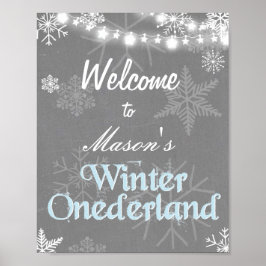 Winter Welkomstteken Onederland verjaardagssneeuw Poster