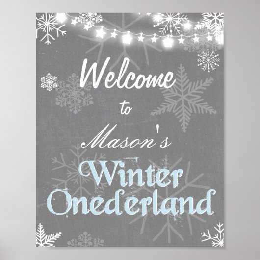 Winter Welkomstteken Onederland verjaardagssneeuw Poster (Voorkant)