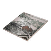 Winter Welsh Landscape Houses Trees Hills Tegeltje (Zijkant)