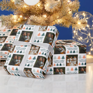 Winter Wensen Kerstbomen Foto Cadeaupapier