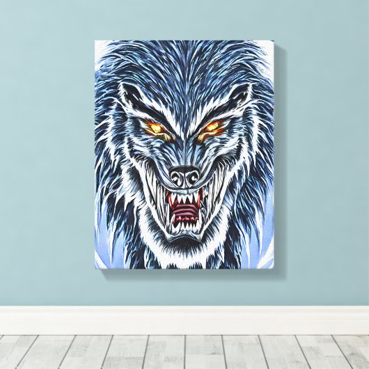 Winter Werewolf Fantasy Dark Horror Canvas Afdruk (Insitu (Houten vloer))