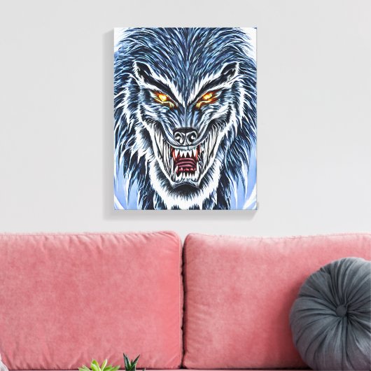 Winter Werewolf Fantasy Dark Horror Canvas Afdruk (Insitu (Woonkamer))