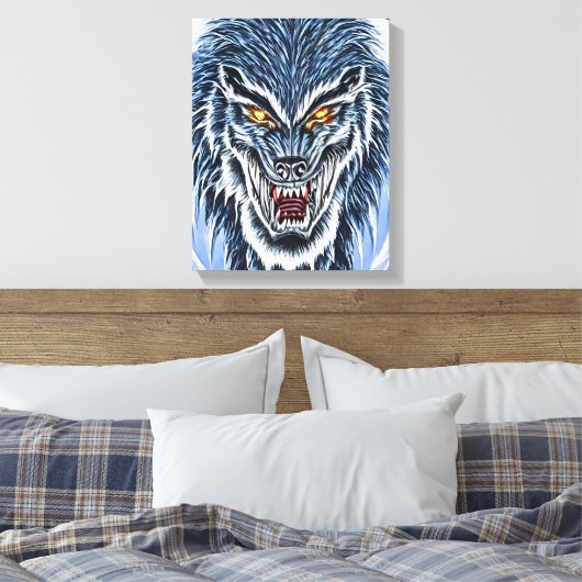 Winter Werewolf Fantasy Dark Horror Canvas Afdruk (Insitu (Slaapkamer))