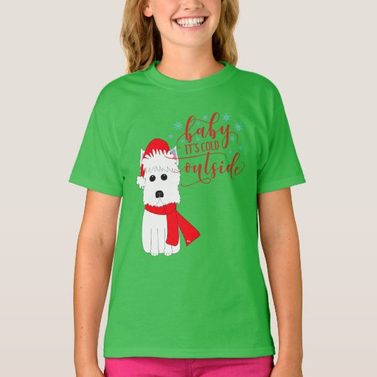 Winter Westie Baby is koud buiten T-shirt (Voorkant)