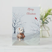 Winter Westie en Kardinaal Kerst Kaart (Staand voorkant)