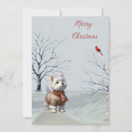Winter Westie en Kardinaal Kerst Kaart