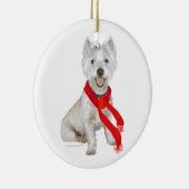 Winter Westie in een Rode Scarf Keramisch Ornament (Rechts)
