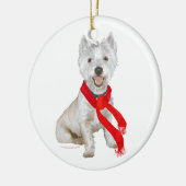 Winter Westie in een Rode Scarf Keramisch Ornament (Links)