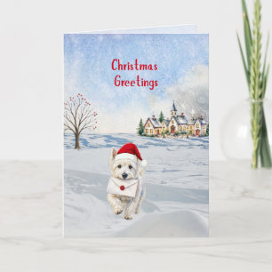 Winter Westie kerstgroet kerstkaart Feestdagen Kaart