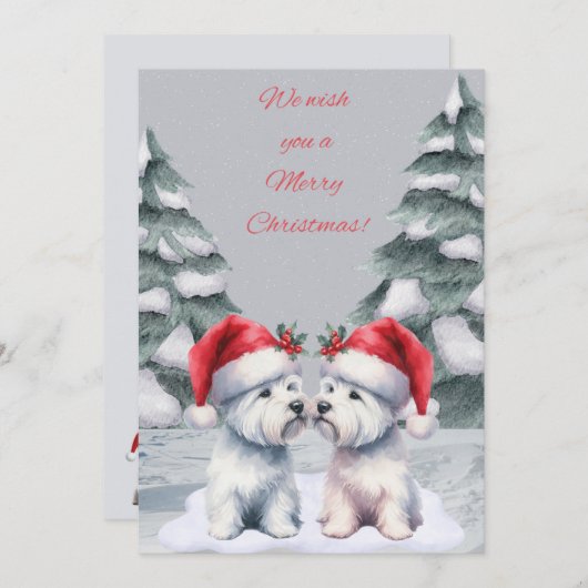 Winter Westie Kerstwensen Kaart (Voorkant / Achterkant)
