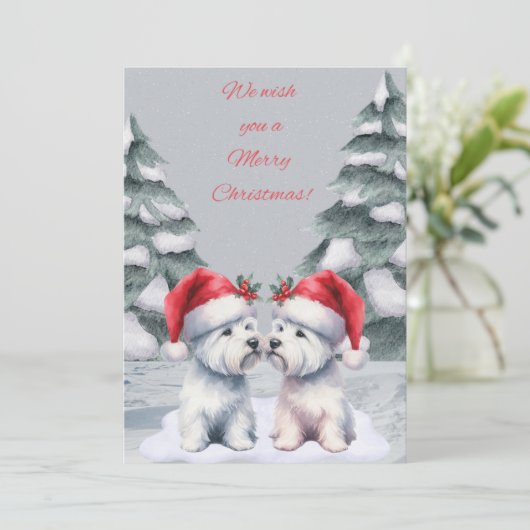 Winter Westie Kerstwensen Kaart (Staand voorkant)
