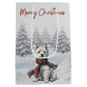 Winter Westie Merry Christmas Gift Bag Medium Cadeauzakje (Achterkant)