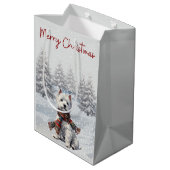 Winter Westie Merry Christmas Gift Bag Medium Cadeauzakje (Achterkant Gekanteld)