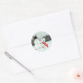 Winter Westie met een Snowman Ronde Sticker (Envelop)