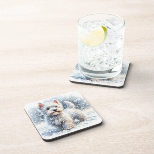 Winter Westie Onderzetters (Rechterzijde)