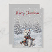 Winter Westie Vrolijke Kerst Kaart (Voorkant / Achterkant)
