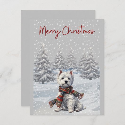 Winter Westie Vrolijke Kerst Kaart (Voorkant / Achterkant)