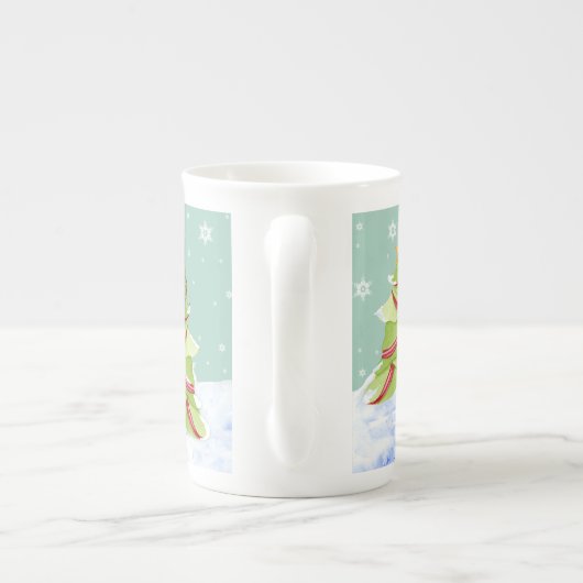 Winter Whimsey Pinguïn Polar Beer Baby's in Sneeuw Porselein Kop (Achterkant)