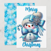 Winter Whimsy: een feestelijke sneeuwpop groet Feestdagenkaart (Voorkant / Achterkant)