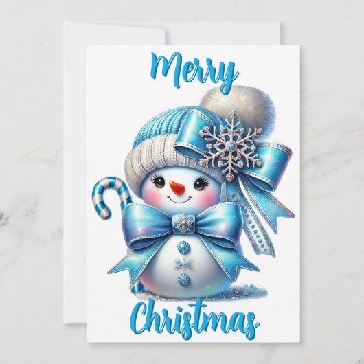 Winter Whimsy: een feestelijke sneeuwpop groet Feestdagenkaart (Voorkant)