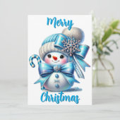 Winter Whimsy: een feestelijke sneeuwpop groet Feestdagenkaart (Staand voorkant)