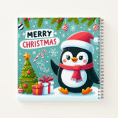 Winter Whimsy: Feestelijk Pinguïn Square Notitiebo Notitieboek (Achterkant)