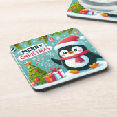 Winter Whimsy: Feestelijke Pinguïn Bier Onderzetter (Linkerzijde)