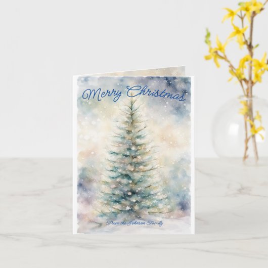 Winter Whimsy: Gepersonaliseerde Waterverf Kerstmi Kaart (Gele Bloem)