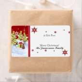 Winter Whimsy Schattige Pinguïn Baby's in Sneeuwst Etiket (Insitu)