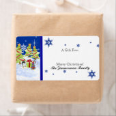 Winter Whimsy Schattige Pinguïn Baby's in Sneeuwst Etiket (Insitu)