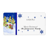 Winter Whimsy Schattige Pinguïn Baby's in Sneeuwst Etiket (Voorkant)