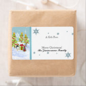 Winter Whimsy Schattige Pinguïn Baby's in Sneeuwst Etiket (Insitu)