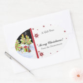 Winter Whimsy Schattige Pinguïn Baby's in Sneeuwst Ovale Sticker (Envelop)