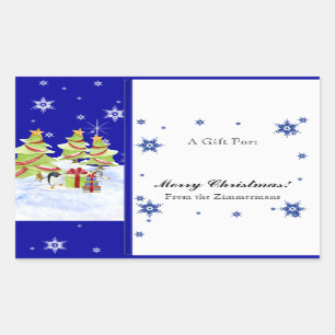 Winter Whimsy Schattige Pinguïn Baby's in Sneeuwst Rechthoekige Sticker