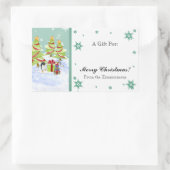 Winter Whimsy Schattige Pinguïn Baby's in Sneeuwst Rechthoekige Sticker (Tas)