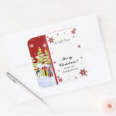 Winter Whimsy Schattige Pinguïn Baby's in Sneeuwst Vierkante Sticker (Envelop)