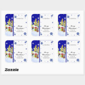 Winter Whimsy Schattige Pinguïn Baby's in Sneeuwst Vierkante Sticker (Vel)