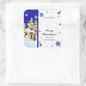 Winter Whimsy Schattige Pinguïn Baby's in Sneeuwst Vierkante Sticker (Tas)