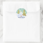 Winter Whimsy Schattige Polar Beer Baby's in Sneeu Ronde Sticker (Tas)