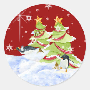 Winter Whimsy Schattige Polar Beer Baby's in Sneeu Ronde Sticker