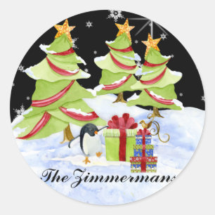 Winter Whimsy Schattige Polar Beer Baby's in Sneeu Ronde Sticker