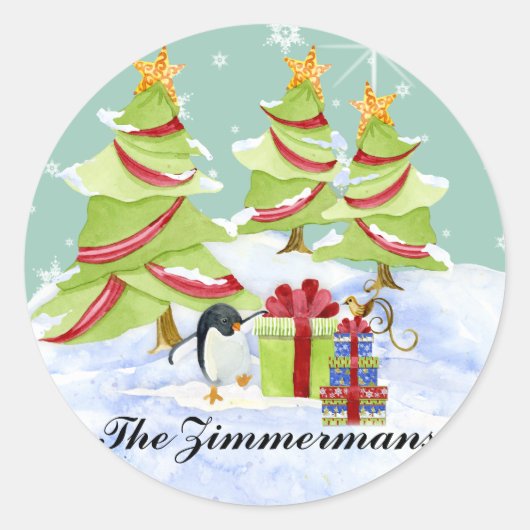 Winter Whimsy Schattige Polar Beer Baby's in Sneeu Ronde Sticker (Voorkant)