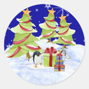 Winter Whimsy Schattige Polar Beer Baby's in Sneeu Ronde Sticker